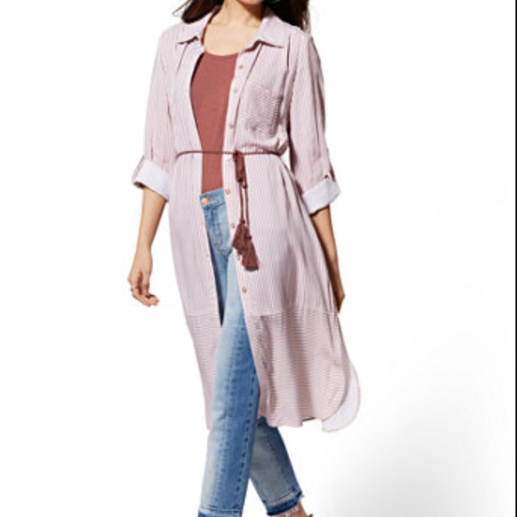 New York & Company Tops - NWT - STRIPED DUSTER SHIRT